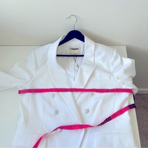 NWT L'AGENCE Women's Kenzie Double Breasted White Blazer Jacket Size 14 - Picture 10 of 11